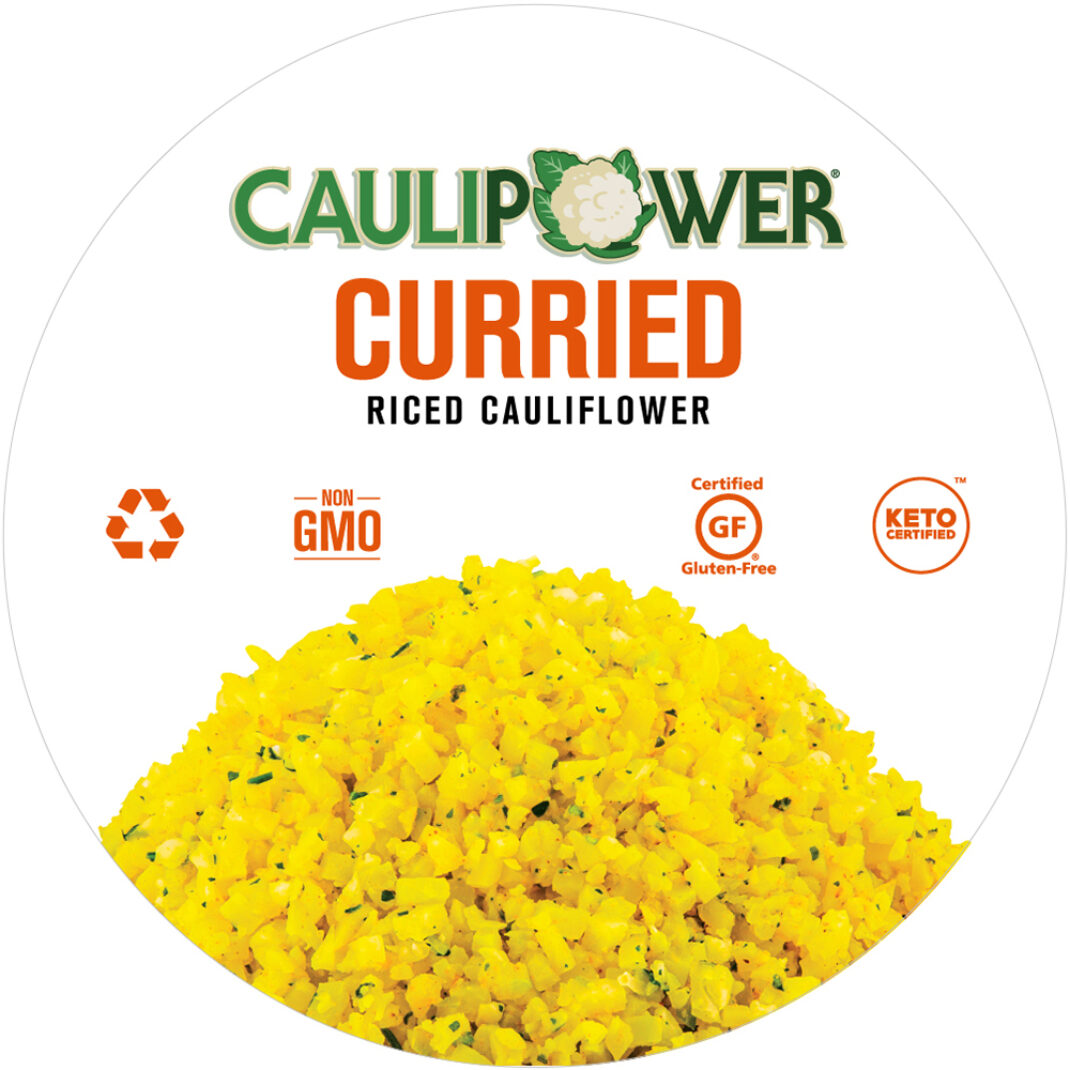 Curried Riced Cauliflower Cup Label from CAULIPOWER