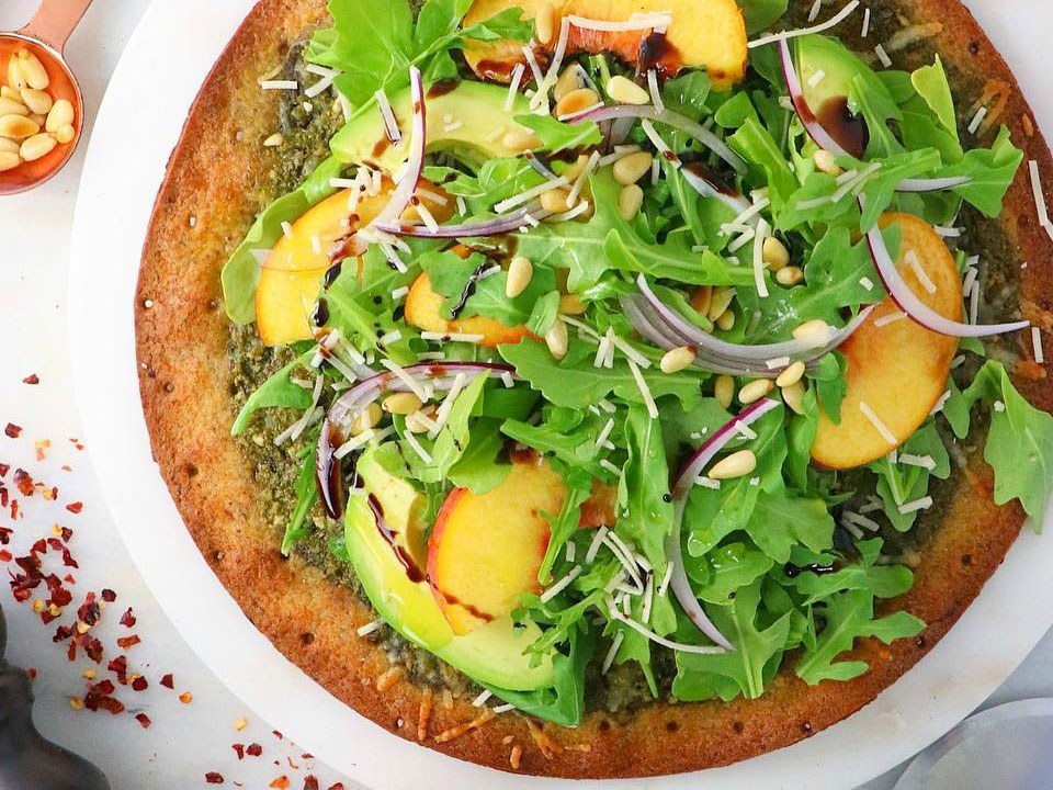 Cauliflower Pizza | Pesto Peach Pizza | Frozen Pizza Crust