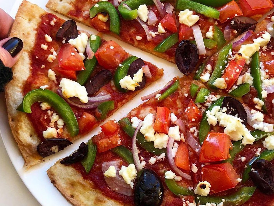 Cauliflower Pizza | Gluten-Free Greek Veggie Pizza Recipe