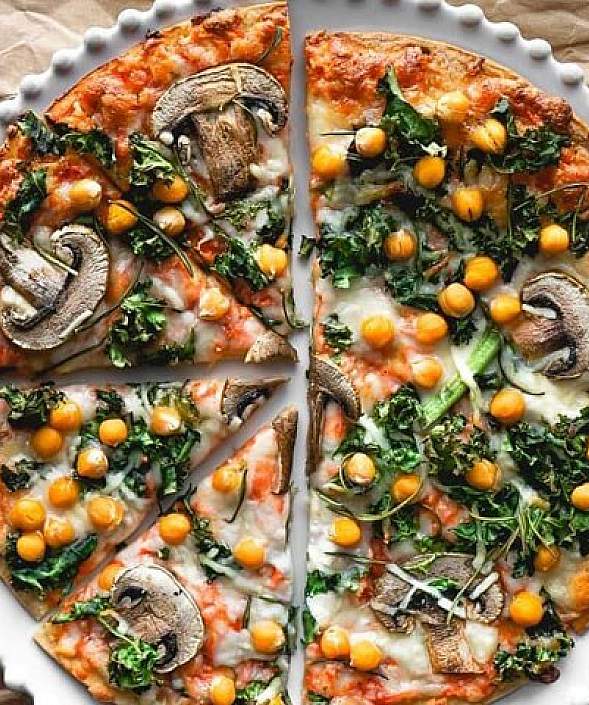 Chickpeas, Mushrooms & Rosemary Pizza