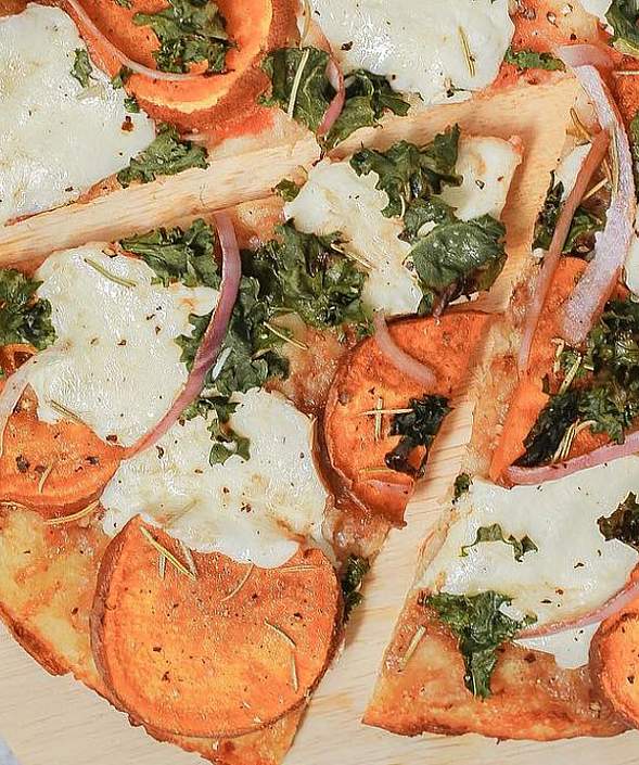 Sweet Potato, Kale & Rosemary Pizza