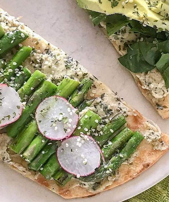 Roasted Asparagus & Cashew Cheeze Flatbread