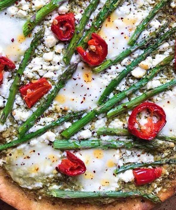 Roasted Asparagus & Chili Pizza