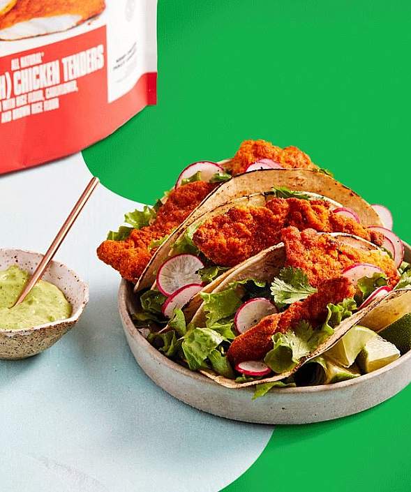 CAULIPOWER Baked Chicken Tacos with Avocado Buttermilk Dressing
