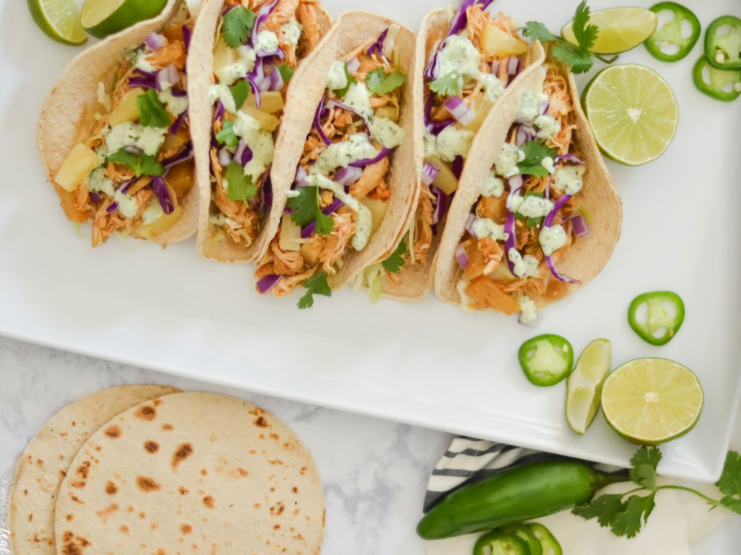 Crockpot Pineapple Chicken Tacos