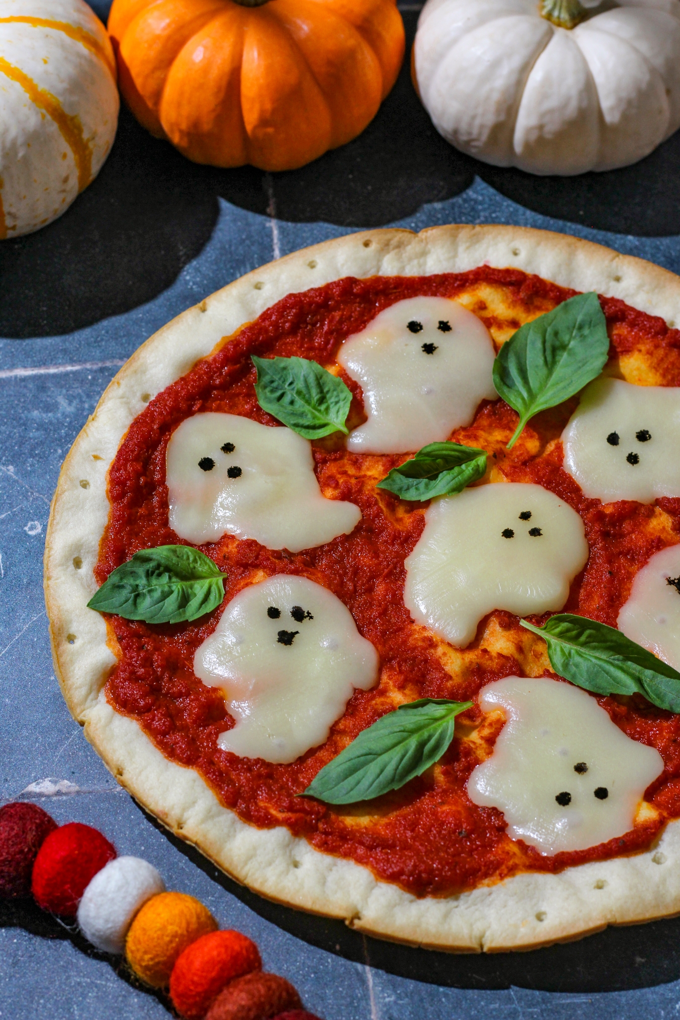 Spooky Margherita Ghost Pizza