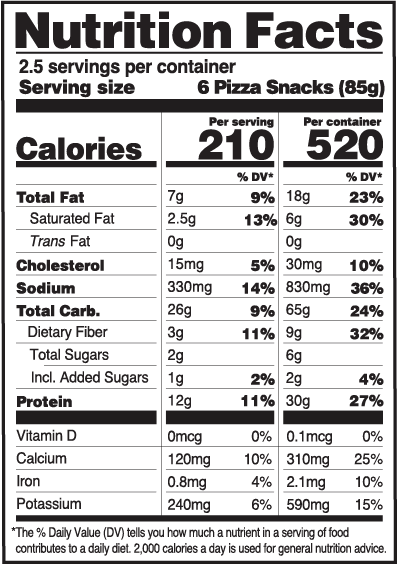 CAULIPOWER Protein Cheese Pizza Snacks NFP